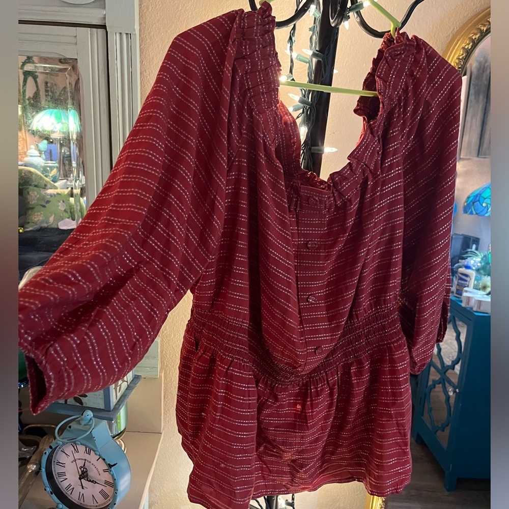 Lane Bryant Smocked Waist Blouse Sz 22/24 - Picture 7 of 11